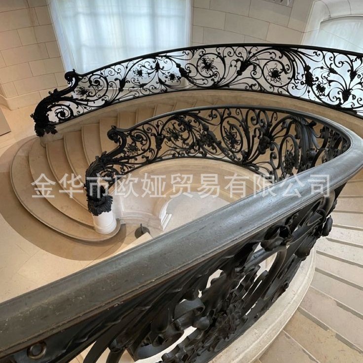 高端锻打铁艺楼梯栏杆扶手欧式锻打铁艺护栏法式铁艺入户门门窗