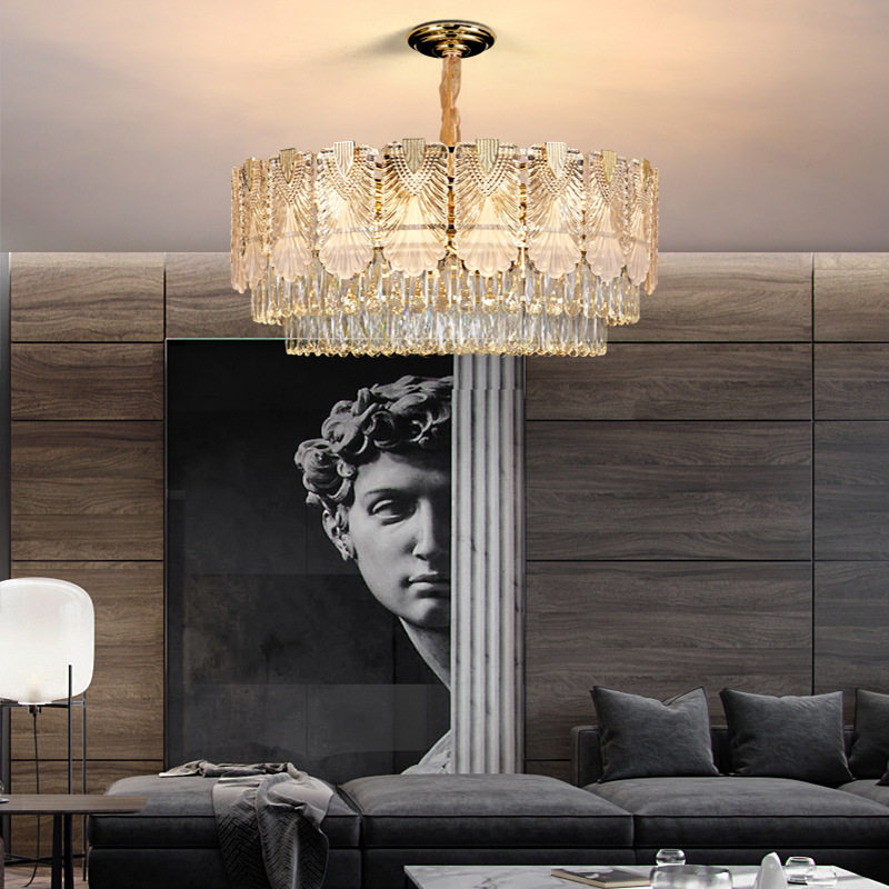 轻奢水晶吊灯客厅大灯简约大气卧室灯奢华高档后现代灯具2021新款