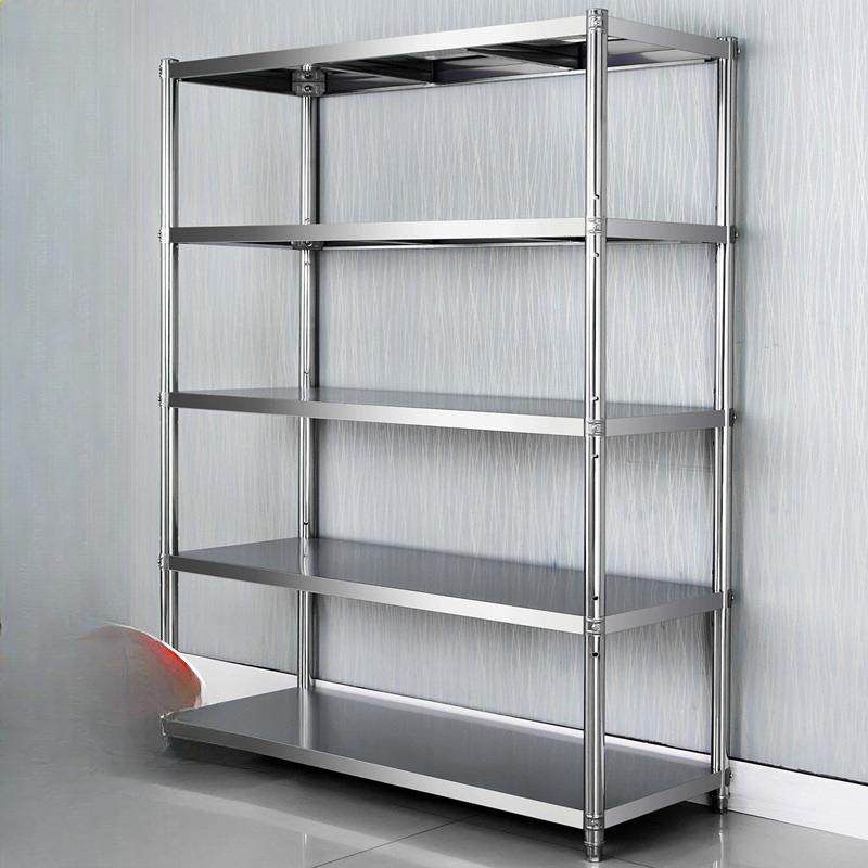 不锈钢厨房置物架落地多层五层柜锅架子微波炉储物收纳架家用货架