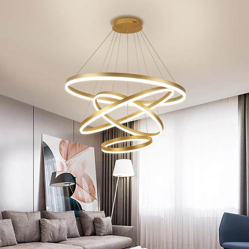 北欧灯复式楼大吊灯现代简约餐厅灯吧台环形卧室创意个性灯具