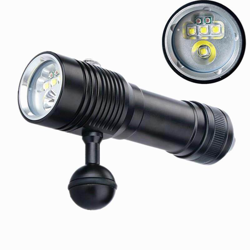 新款潜水补光灯摄影补光潜水铝合金手电筒LED充电户外灯