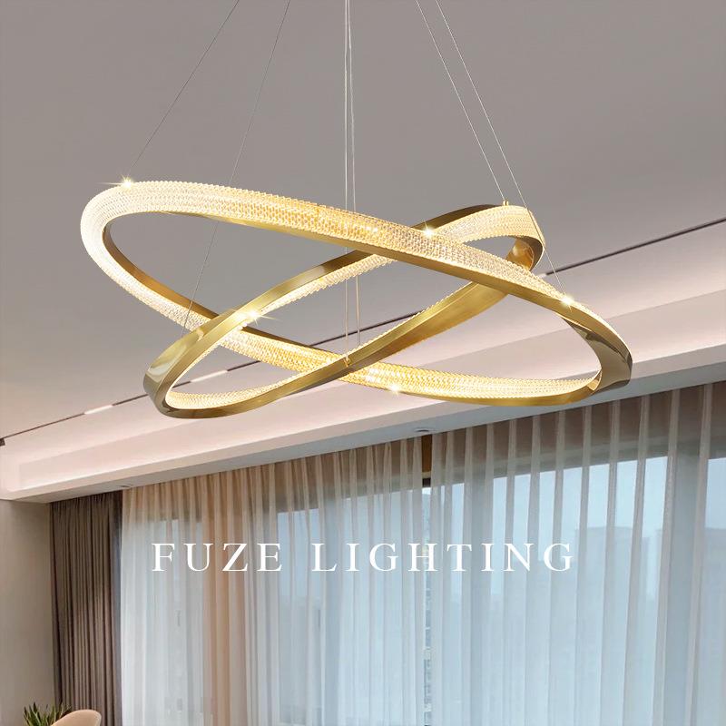 意式现代简约轻奢客厅灯设计师餐厅卧室别墅样板房极简圆环吊灯