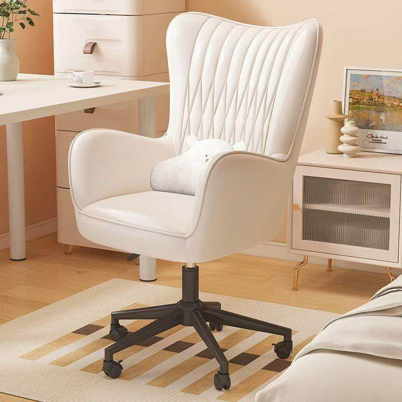 电脑椅家用靠背奶油风宿舍椅子学习久坐舒服女生卧室办公转椅