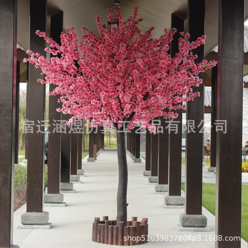 批发仿真桃花树大型仿真桃树婚庆店庆开业房地产开售酒店大堂装饰