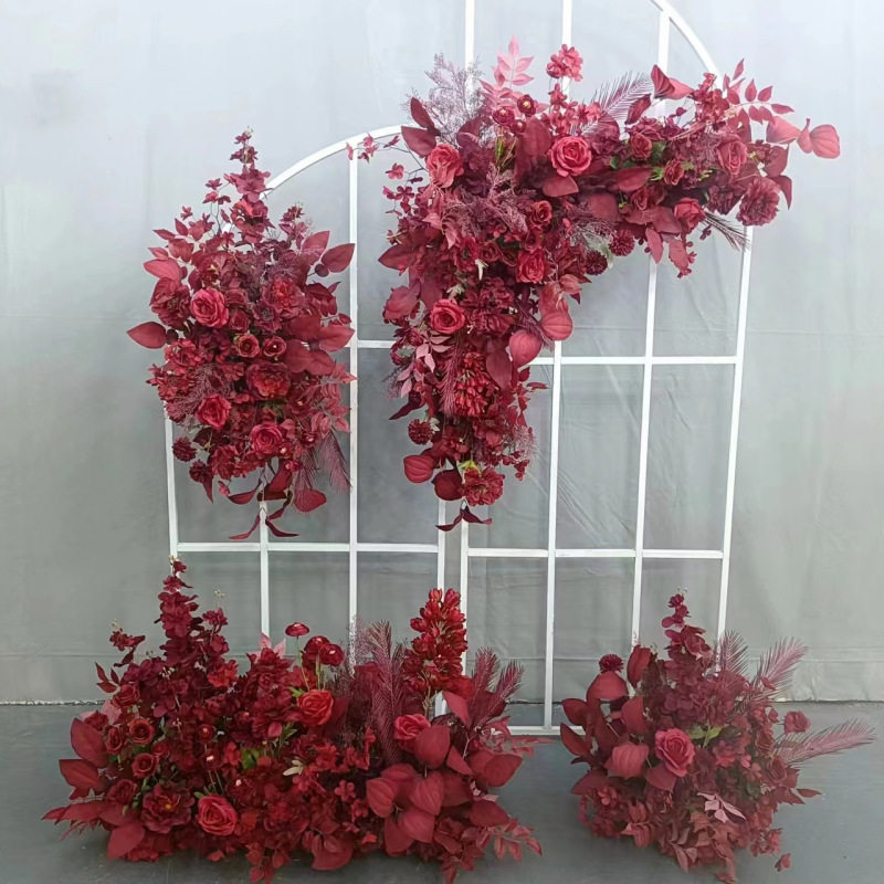 婚庆仿真花红色千代兰花排高端地排花路引花T台成品花艺装饰道具