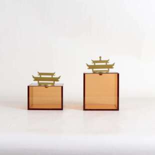 新中式收纳盒软装搭配样板房装饰盒桌面置物格书房开放格饰品摆件