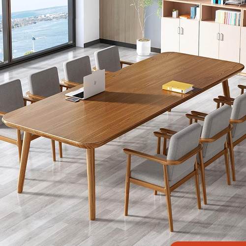 实木会议桌长桌简约小型会议室洽谈桌长条桌子工作台办公桌椅组合