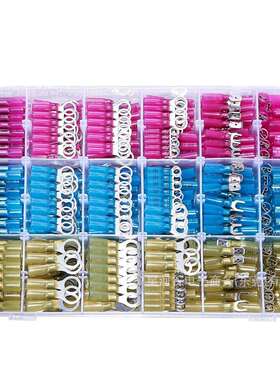 620PCS盒装热收缩线连接器电气端子电线防水铲形叉环对接套件