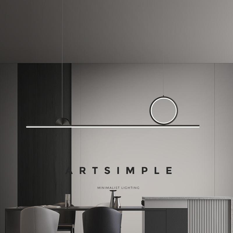 全铜意式极简餐厅吊灯现代简约轻奢一字长条餐桌吧台灯设计师灯具