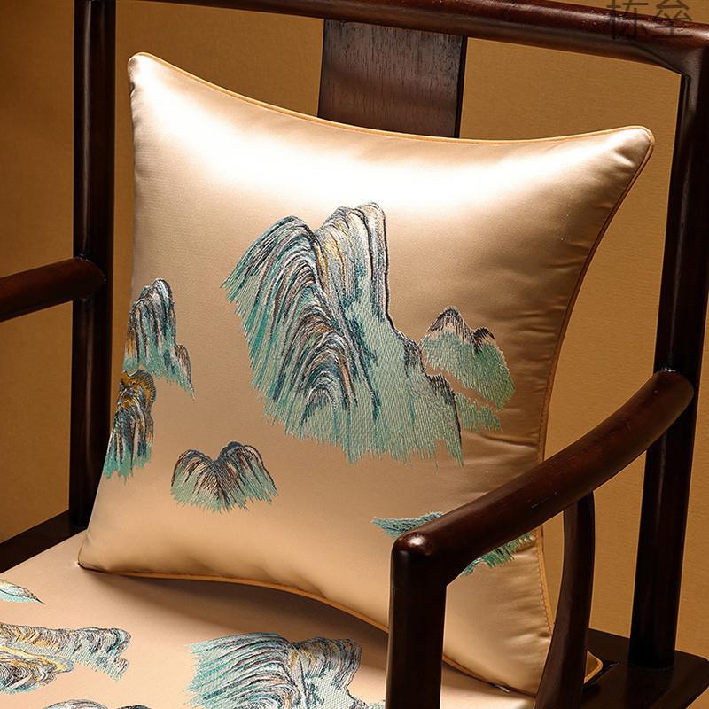 新中式抱枕刺绣腰枕客厅含芯靠垫国风靠包古典腰垫枕现做