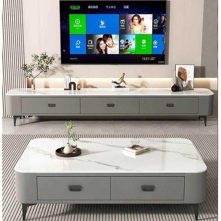 岩板茶几客厅家用2026新款高级感落地电视柜和茶几一套轻奢高级感