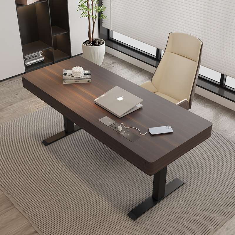实木智能可升降电动书桌意式极简办公室家用现代简约电脑写字桌