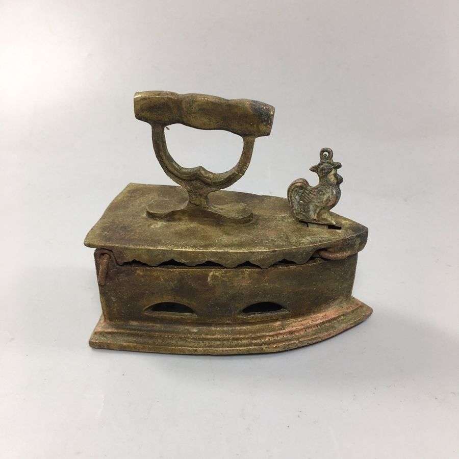古玩杂项铜器民国公鸡熨斗复古怀旧物件家居工艺品仿古摆件铜熨斗