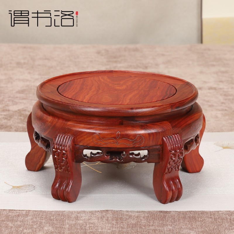 红檀木加高花瓶花盆酒坛佛像托架