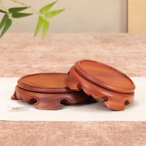 整木雕刻圆形茶壶香炉花瓶底座