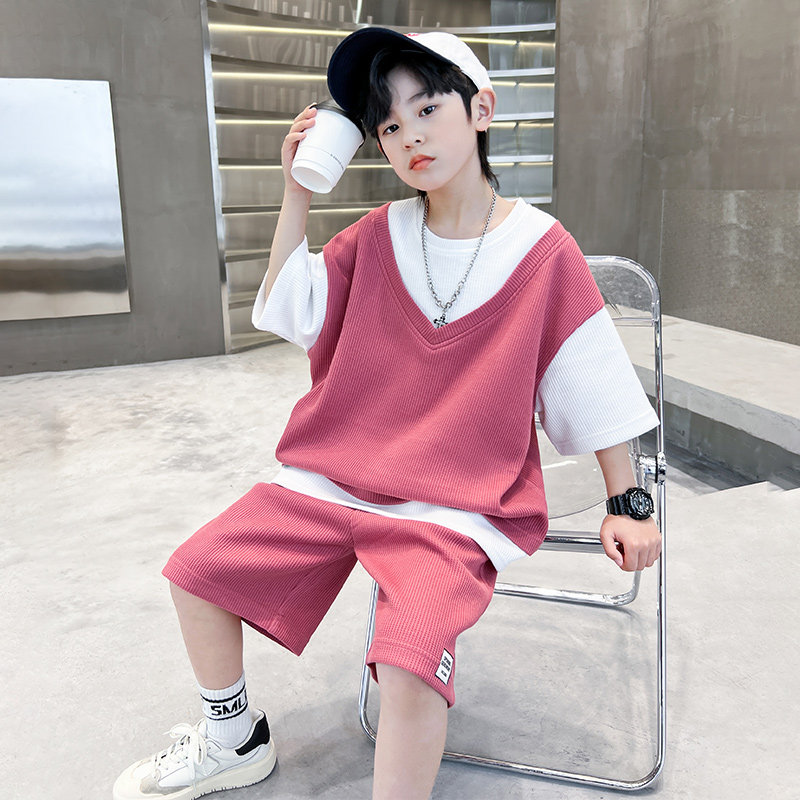 现货速发男童夏装套装202新款大儿童男孩夏季运动服痞帅洋气时髦
