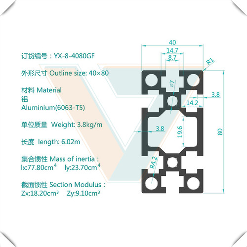 现货速发4080铝型材国标 机铝型材4080工业铝型材 国标型材4080