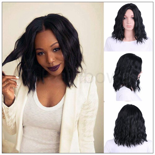 现货速发Wavy Bob Wigs Short Wavy Bob Curly Wig Bla Syt Wigs