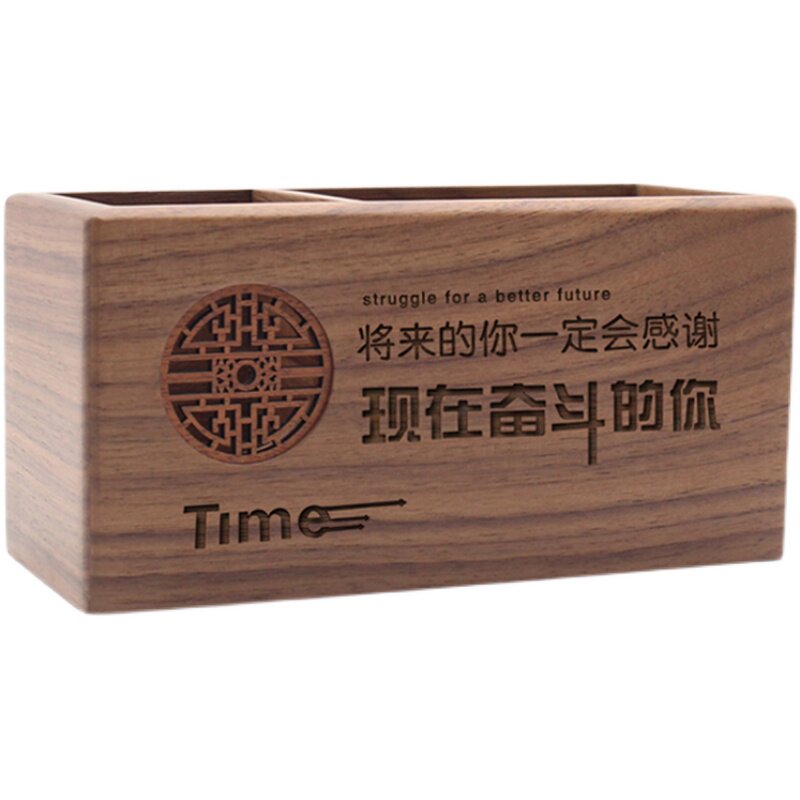 现货速发笔筒学生桌面新款创意实木礼品多功能办公木质收纳盒中式
