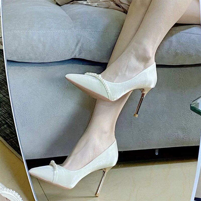 现货法式婚鞋女新娘鞋p秀禾婚纱两穿鞋子2024秋季新款订婚高跟鞋