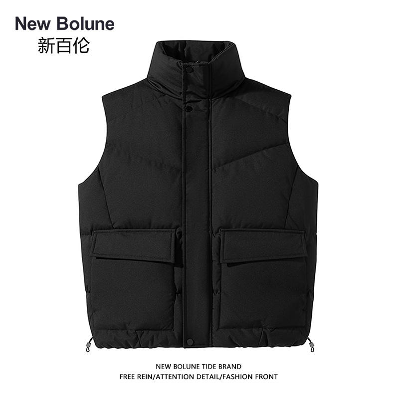 修身秋冬纯色羽绒棉马甲新百伦