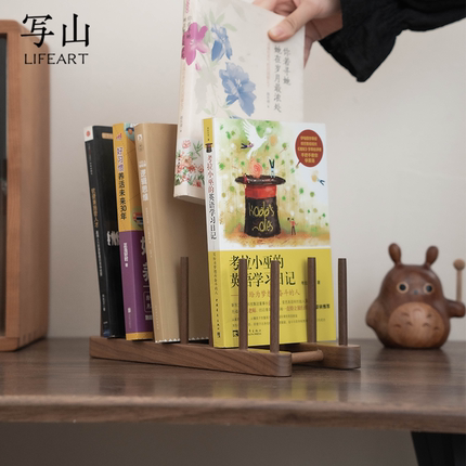黑胡桃木书桌上放的书架新型实木收纳初中生专用立式儿童不占空间