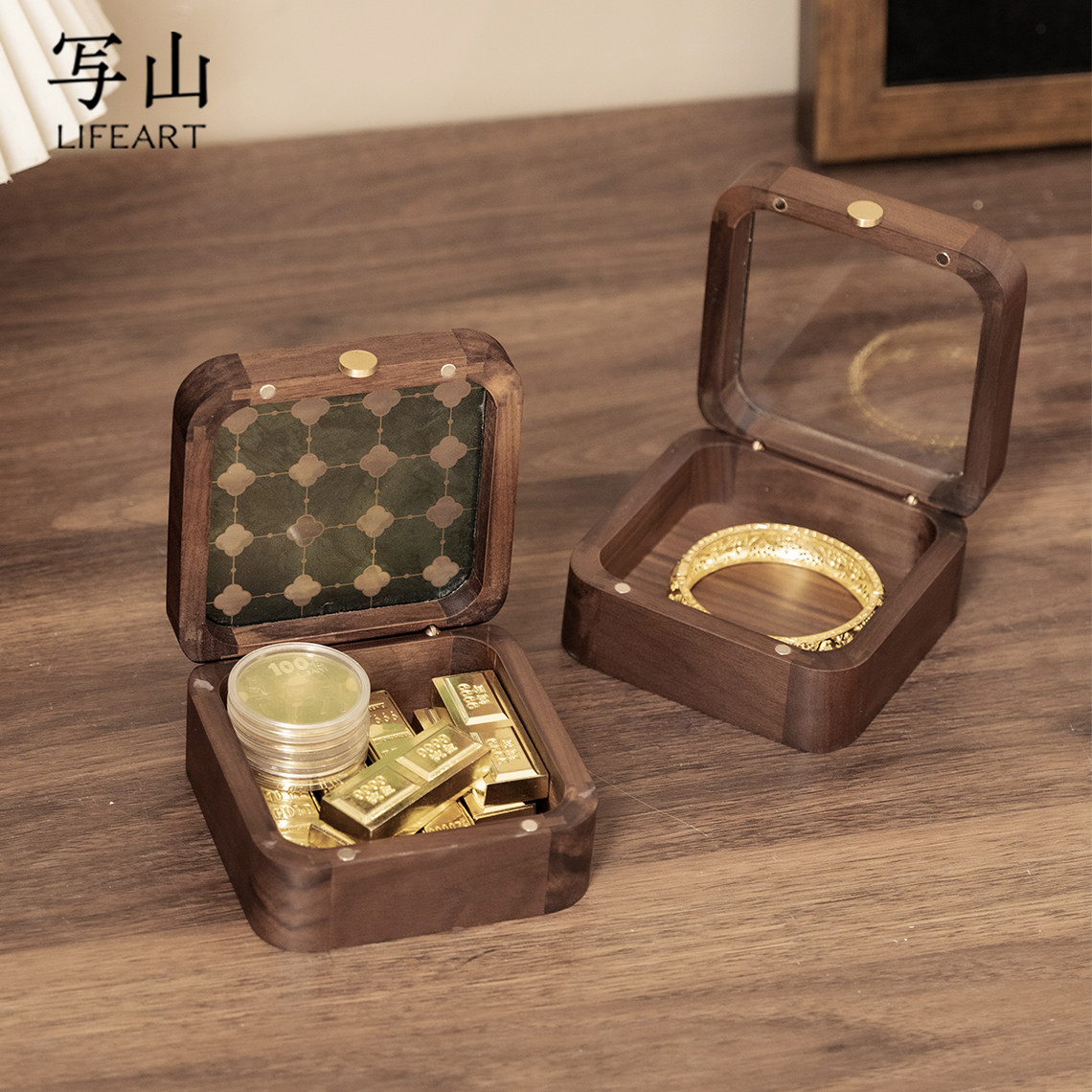 十二生肖纪念币盒实木防尘展示收纳盒小型抽屉内金条金豆收藏盒子
