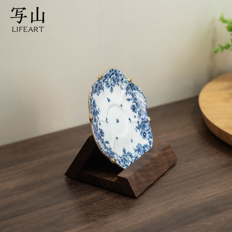 实木防滑装饰盘子支架图片