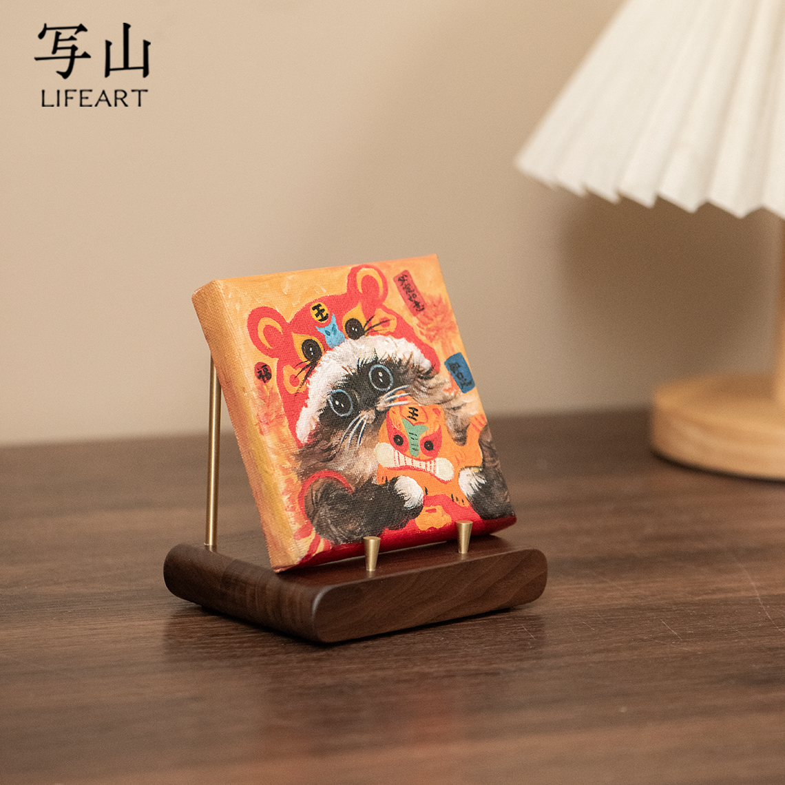 可爱实木桌面摆台相框收纳架