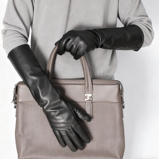 【40厘米加长羊皮手套】男款可触屏加绒保暖防风驾驶开车薄款冬