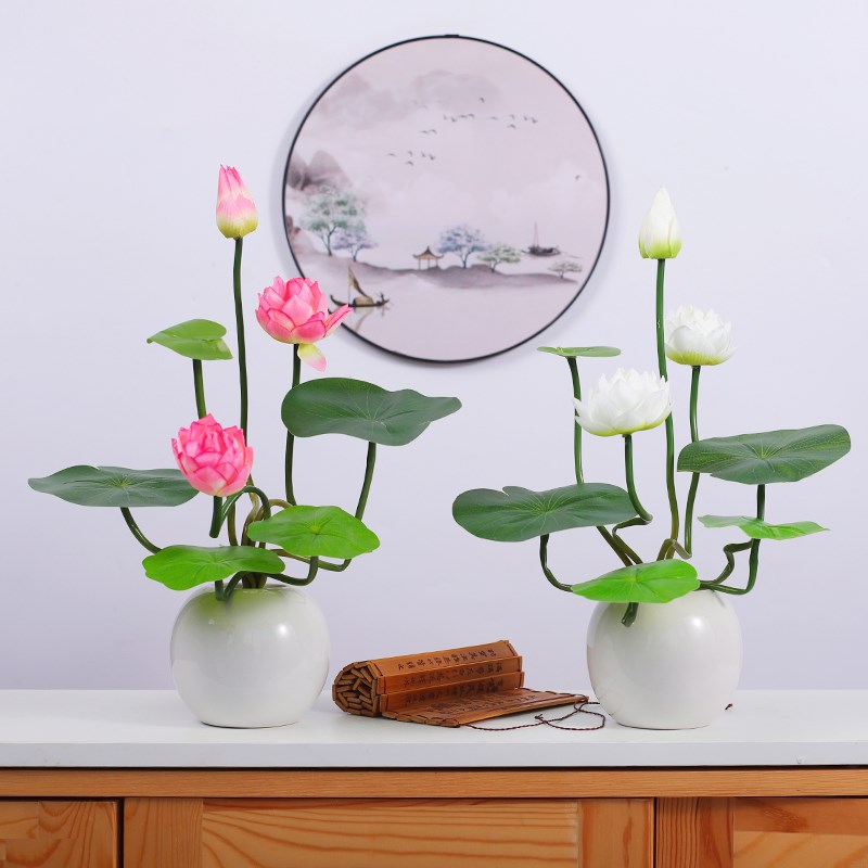 速发供花佛前佛花莲台荷花摆件家居装饰绢花花假设摆花干花束