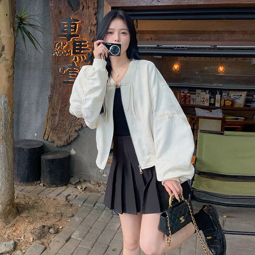 2024秋新款首发现货棒球服提花面料外套杏色2C087-A06-P150-K208