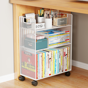 书架可移动落地置物架桌下大容量教室简易学生课桌边带轮书本收纳