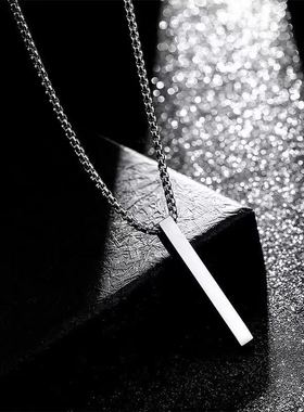 光面方条项链个性情侣长款吊坠卫衣毛衣链酷帅低调搭配饰简约百搭