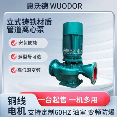 WUODOR立式水泵GD100-200管道离心自吸泵循环泵扬程50加压抽水泵
