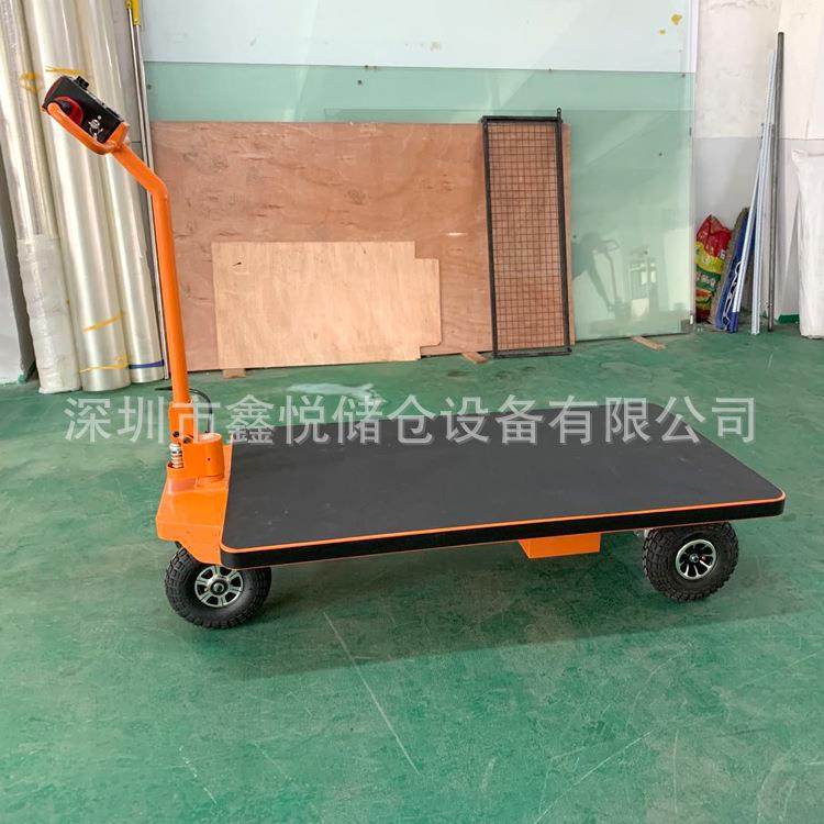 ZK115电动平板车带护栏手推电动车电动物流台车仓库平板搬运车