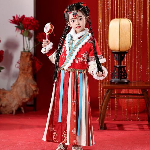 速发儿童童汉服新过拜年服秋冬新2025季款蛇年年年古风国风公主套