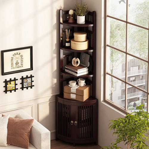 速发角架置物架书角家用中式角柜墙转省空间收纳神器多层落地式三