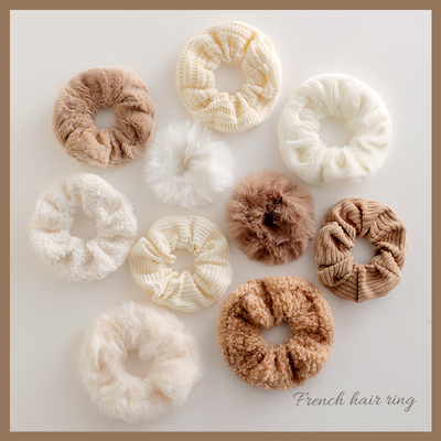 速发冬季毛绒猪大毛发圈新款扎约毛肠头绳简头发绳皮筋皮套头饰