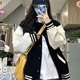 大小码 外套学院风棒球服男女春秋百搭宽松美式 夹克上衣