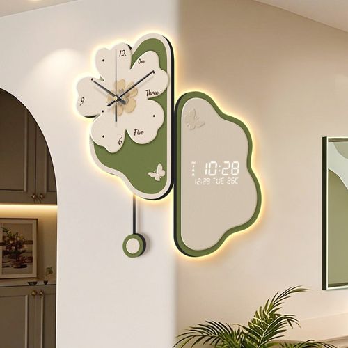 简约云朵转c角挂钟客厅墙角钟2025新款拐角钟表奶油风两面创意时