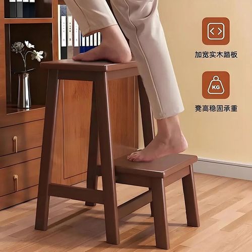 家用梯凳多功能可抽拉加厚两用y实木小梯子置物架稳步登高楼梯凳