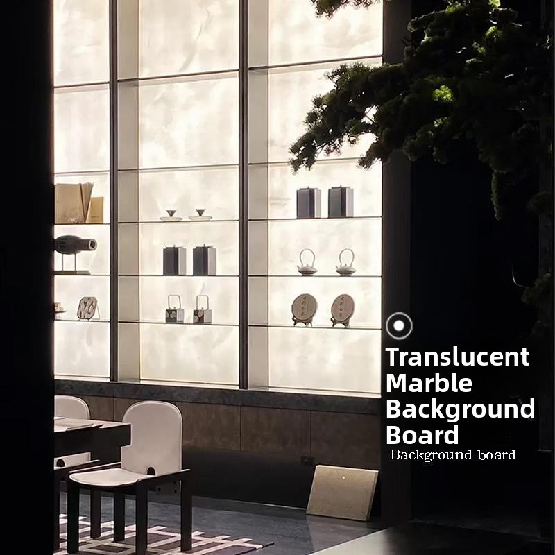 云石透光板c吊顶灯罩亚克力树脂板超薄透光石云丝冰裂板透光装饰