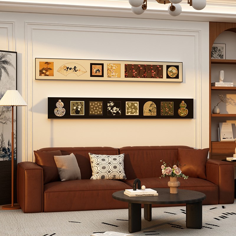 中古风电视机背景适m合大白墙的装饰画贴自粘挂件2024新款客厅中