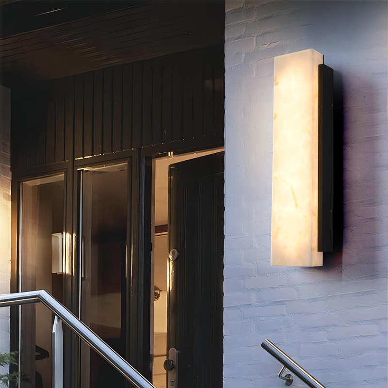 现代简约户外壁灯阳台大厅别墅大门E口室外防水不锈钢仿云石壁灯