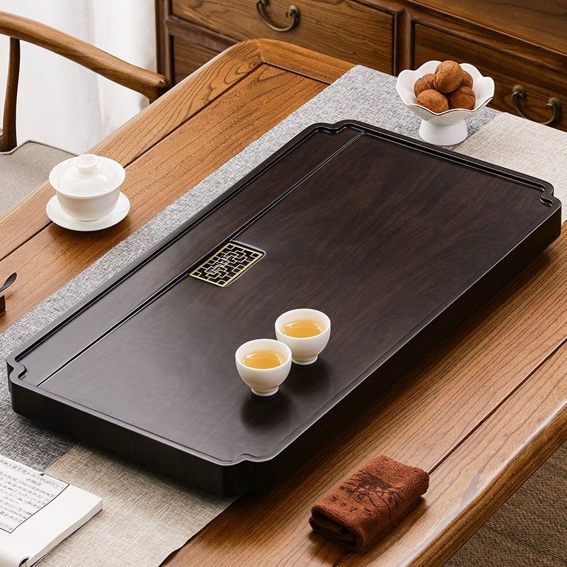 茶盘家用轻奢高级排水简约托盘仿实木黑檀大号Q功夫茶海长方形茶,餐饮具,茶盘,淘宝优惠券,粉丝福利购,淘宝优惠卷