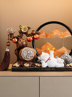 柿柿如意葫芦流沙画招p财摆件客厅电视柜酒柜开业礼物乔迁新居礼