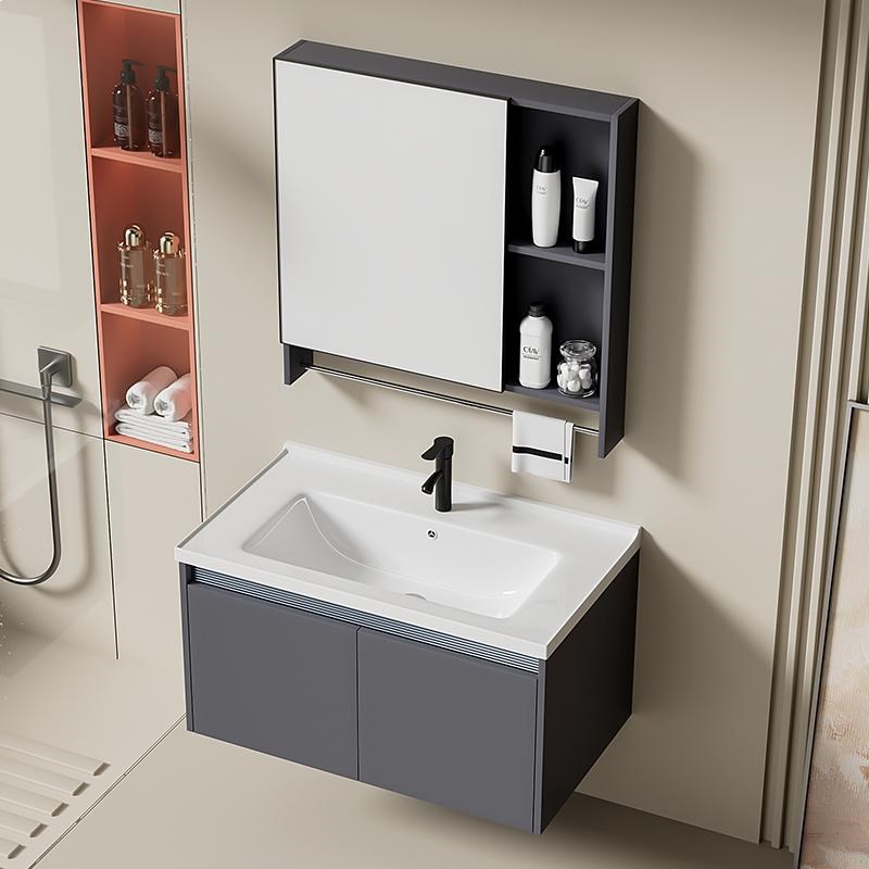 新款铝蜂窝挂墙浴室柜洗手盆柜组合卫生间陶瓷P一体盆洗漱台洗脸