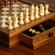 国际象棋木质磁性套l装 高档胡桃木实木沙比利棋盒chess收藏 抽屉款