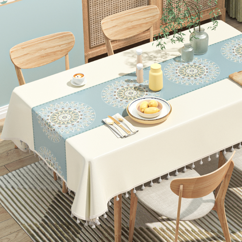 2024新款f棉麻桌布免洗防油防水轻奢高级感餐桌垫电视柜台面保护